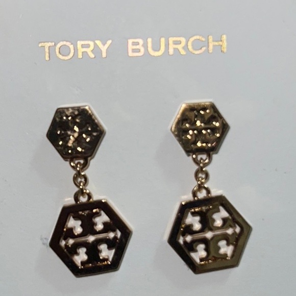 Tory Burch Jewelry - Tory Burch Hex logo drop earrings New